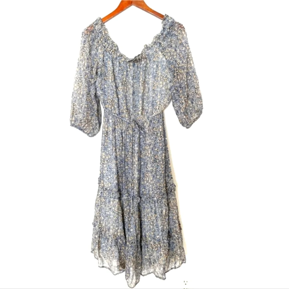 Anthropologe Dress Size 6 Peasant Off the Shoulder Midi Dress NWOT - Picture 2 of 12